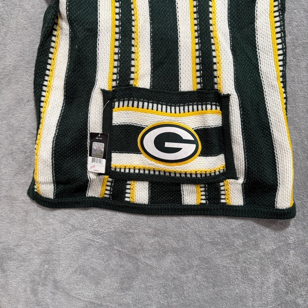 NFL Green Bay Packers Knit Baja Hoodie - Green, White & Yellow Size Medium - Picture 3 of 8